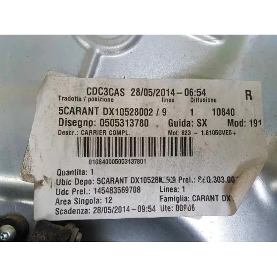 Elevalunas Delantero Derecho para Alfa Romeo Giulietta (191)