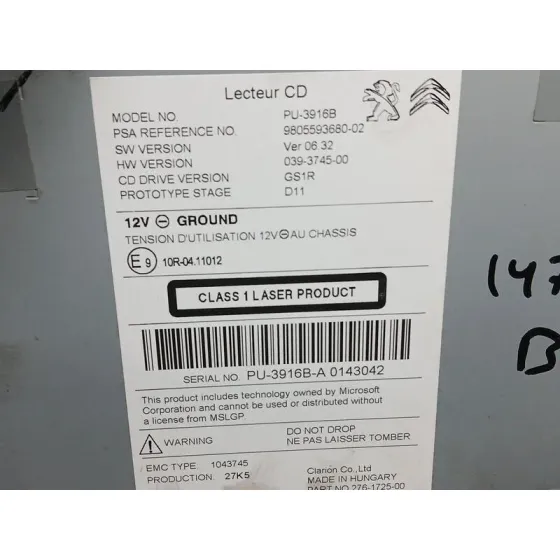 Sistema Audio / Radio Cd para Citroën C4 Lim.