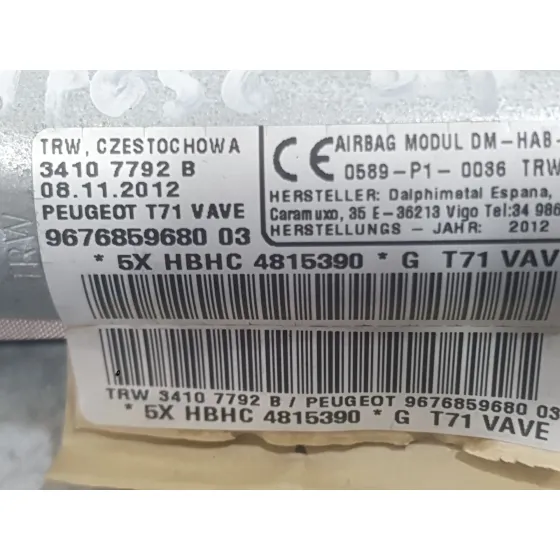 Airbag Cortina Delantero Derecho para Peugeot 308 I (4A_, 4C_)
