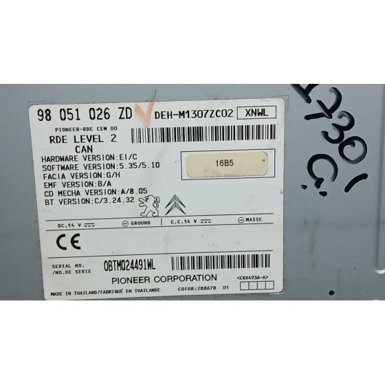 Sistema Audio / Radio Cd para Peugeot 208 I (Ca_, Cc_)