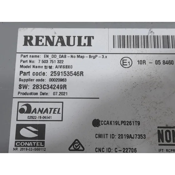 Sistema Audio / Radio para Renault Clio V