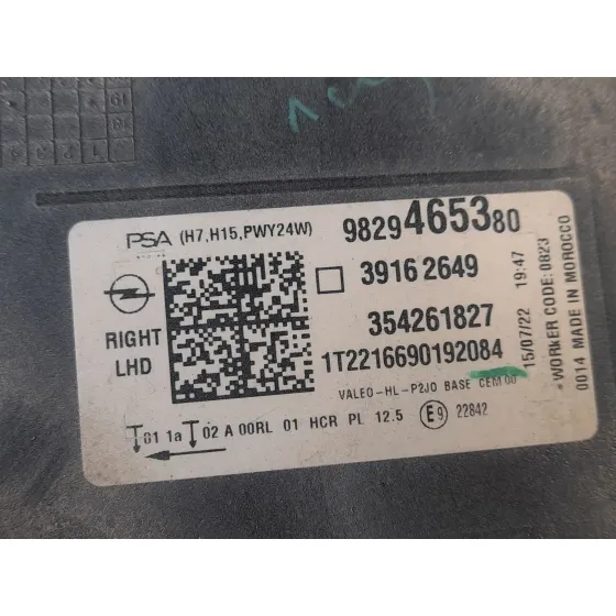 Faro Derecho para Opel Corsa F (P2Jo)