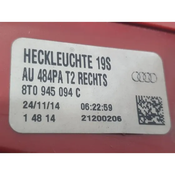 Piloto Trasero Derecho Interior para Audi A5 Sportback (8Ta)