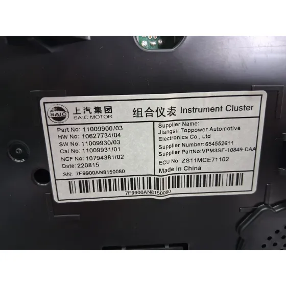 Cuadro Instrumentos para Mg Zs Suv (Azs1)