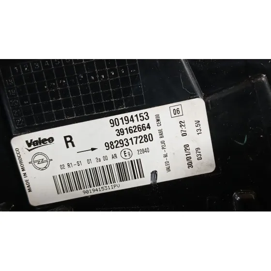 Piloto Trasero Derecho Exterior para Opel Corsa F (P2Jo)