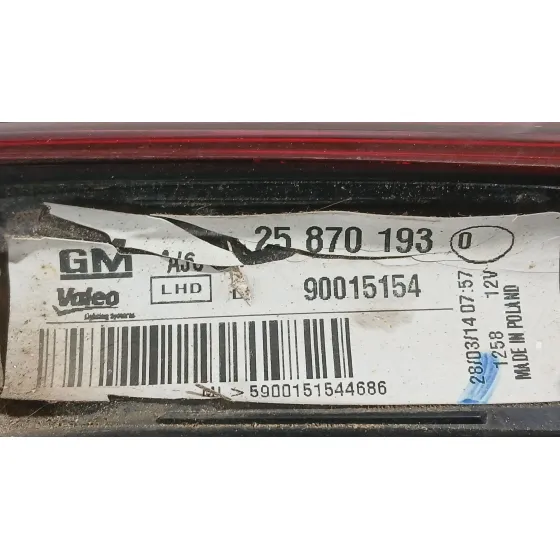 Piloto Trasero Izquierdo Interior para Opel Astra J Sedan