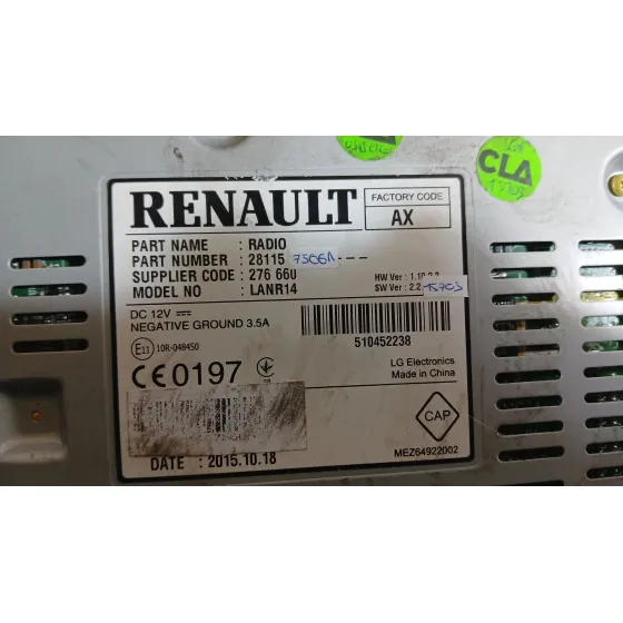 Sistema Audio / Radio para Renault Megane Iv Hatchback (B9A/M/N_)