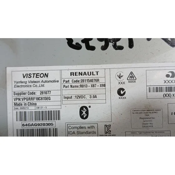 Sistema Audio / Radio para Renault Clio Iv (Bh_)