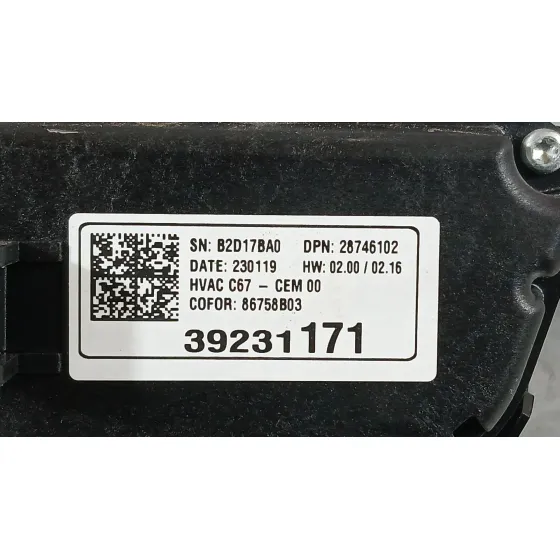 Mando Climatizador para Opel Corsa F (P2Jo)