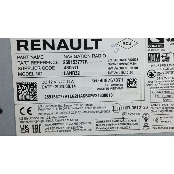 Sistema Audio / Radio para Renault Captur Ii (Hf_)