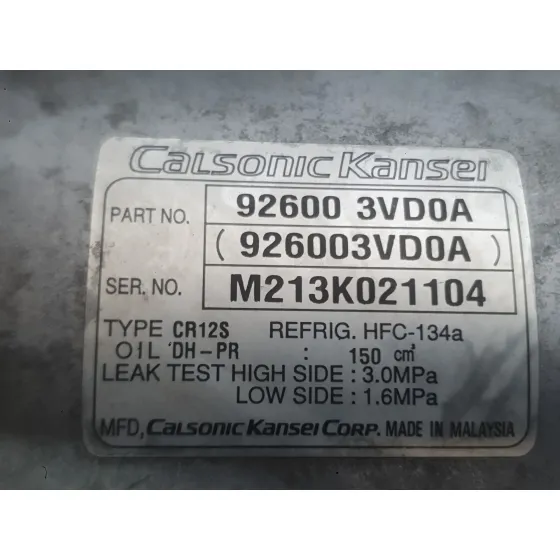 Compresor Aire Acondicionado para Nissan Juke (F15)
