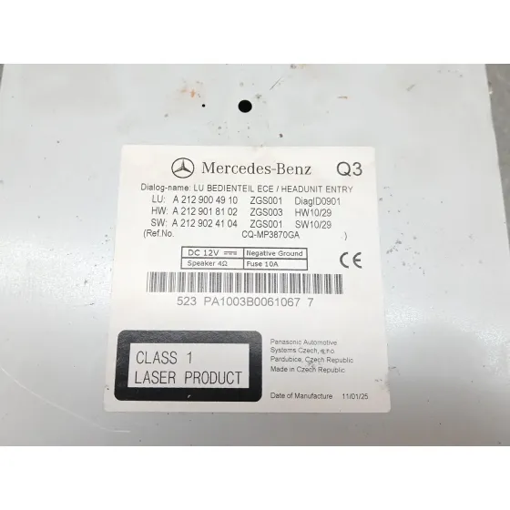 Sistema Audio / Radio Cd para Mercedes-Benz Clase E Descapotable (A207)