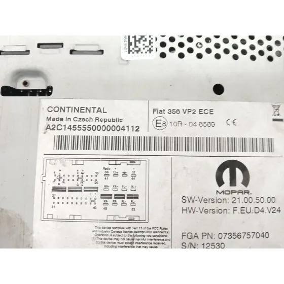 Sistema Audio / Radio Cd para Fiat Tipo Hatchback (356_, 357_)
