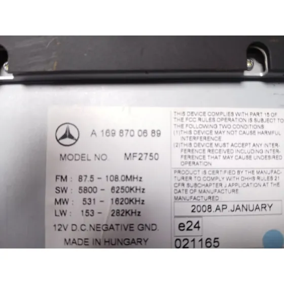 Sistema Audio / Radio Cd para Mercedes-Benz Clase B Sports Tourer (W245)