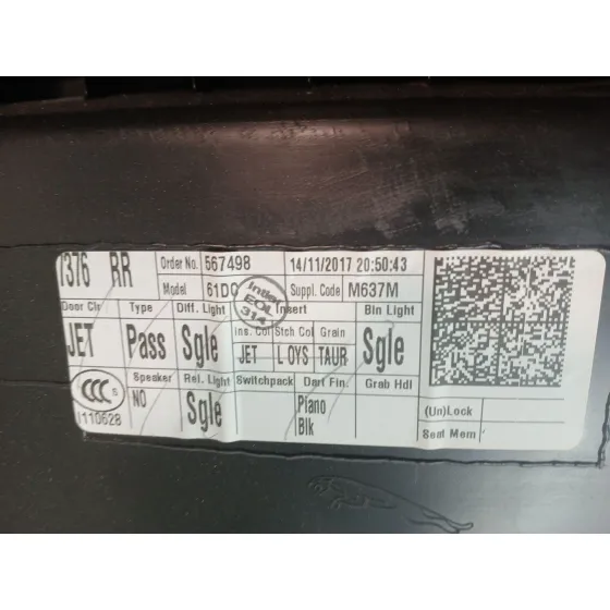 Guarnecido Puerta Trasera Derecha para Jaguar F-Pace (X761)