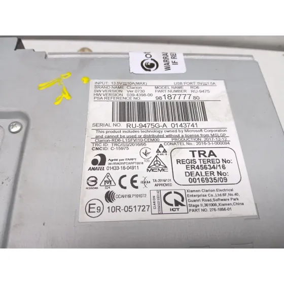 Sistema Audio / Radio Cd para Peugeot Expert Autobus (V_)