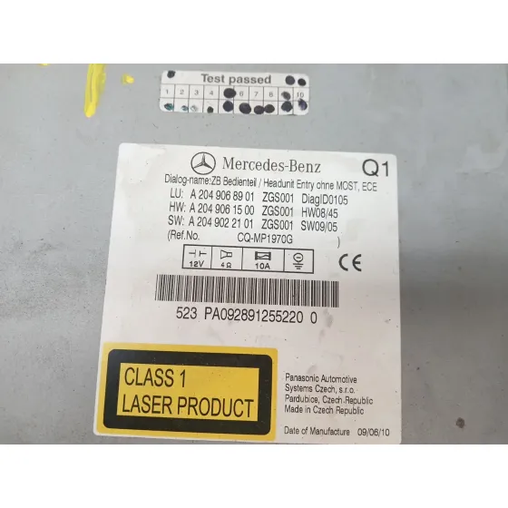 Sistema Audio / Radio Cd para Mercedes-Benz Clase C (W204)