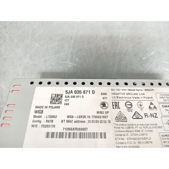 Sistema Audio / Radio Cd para Skoda Rapid Spaceback (Nh1)