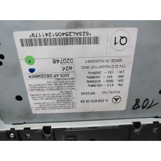 Sistema Audio / Radio Cd para Mercedes-Benz Clase Clk (W209) Coupe