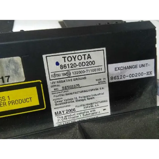 Sistema Audio / Radio Cd para Toyota Yaris (Ksp9/Scp9/Nlp9)