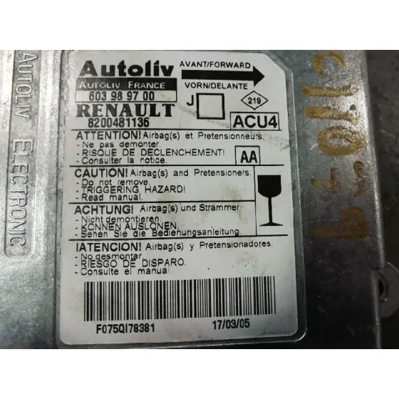 Centralita Airbag para Renault Scenic Ii