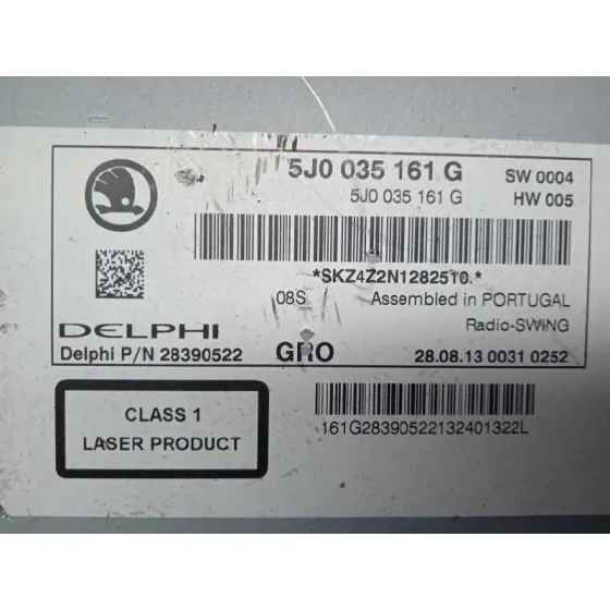 Sistema Audio / Radio Cd para Skoda Fabia (5J2 )