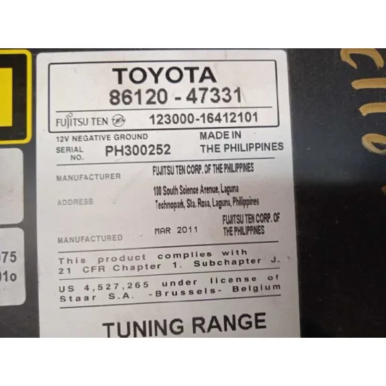 Sistema Audio / Radio Cd para Toyota Prius (Nhw30)
