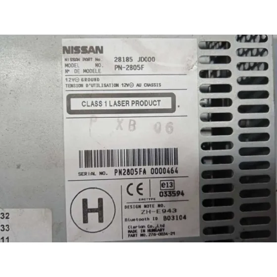 Sistema Audio / Radio Cd para Nissan Qashqai (J10)