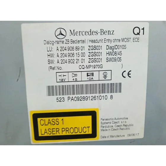 Sistema Audio / Radio Cd para Mercedes-Benz Clase C (W204) Berlina