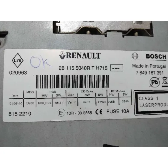 Sistema Audio / Radio Cd para Renault Megane Iii Sport Tourer