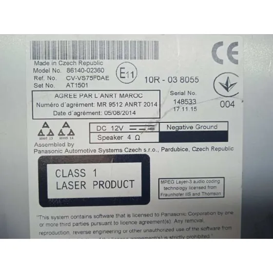 Sistema Audio / Radio Cd para Toyota Auris