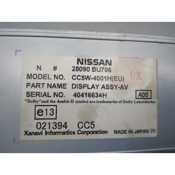 Pantalla Multifuncion para Nissan Almera Tino (V10M)