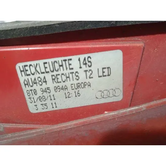 Piloto Trasero Derecho Interior para Audi A5 Coupe (8T)