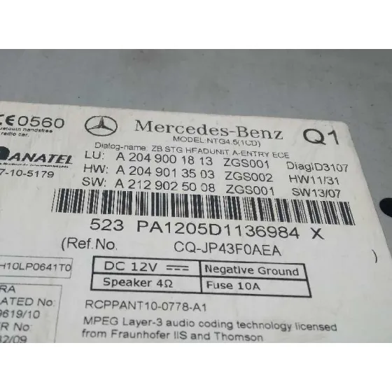 Sistema Audio / Radio Cd para Mercedes-Benz Clase C (W204) Berlina