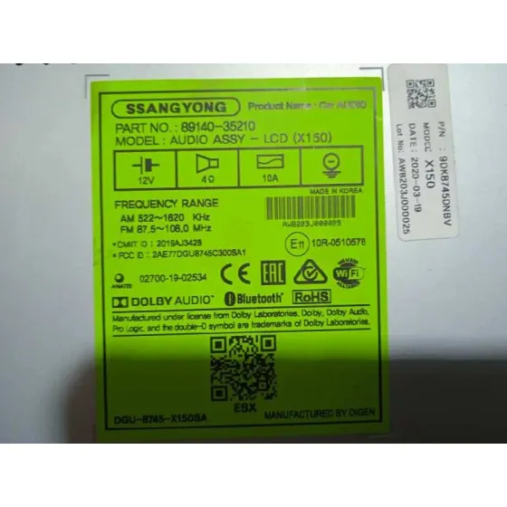 Sistema Audio / Radio Cd para Ssangyong Tivoli
