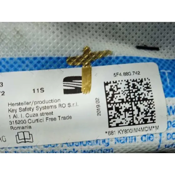 Airbag Cortina Delantero Derecho para Seat Leon (5F1)