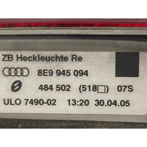Piloto Trasero Derecho Interior para Audi A4 Avant (8E)