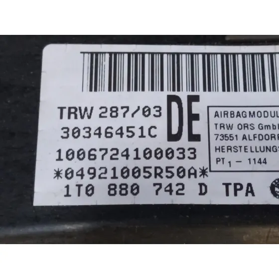 Airbag Cortina Delantero Derecho para Volkswagen Touran (1T1)