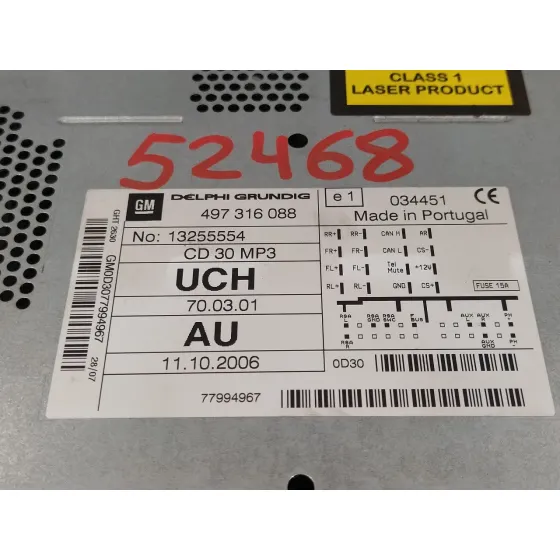 Sistema Audio / Radio Cd para Opel Astra H Berlina