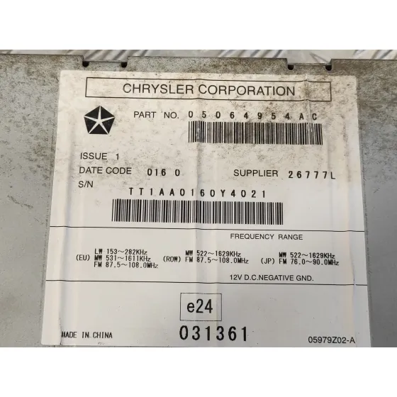 Sistema Audio / Radio Cd para Chrysler Grand Voyager