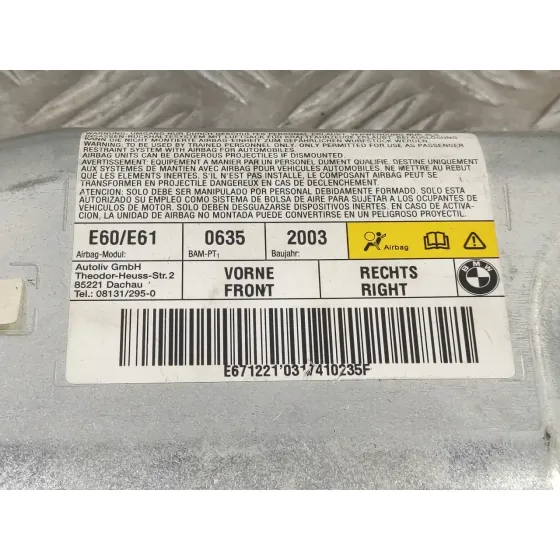 Airbag Lateral Delantero Derecho para Bmw Serie 5 Berlina (E60)
