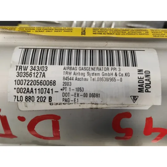 Airbag Delantero Derecho para Porsche Cayenne (Typ 9Pa)