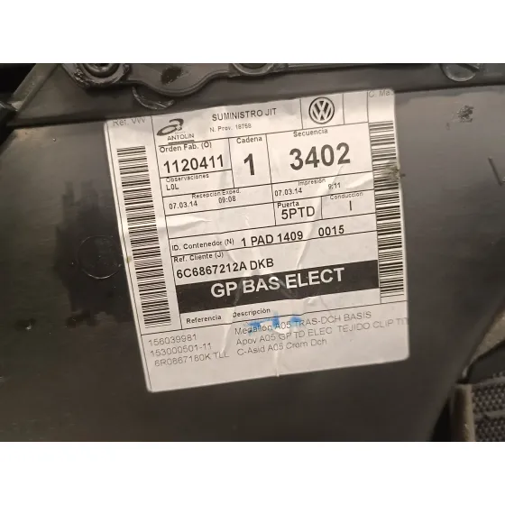 Guarnecido Puerta Trasera Derecha para Volkswagen Polo (6C1)