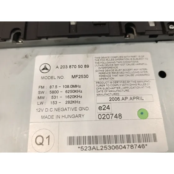 Sistema Audio / Radio Cd para Mercedes-Benz Clase C (W203) Berlina