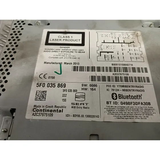 Sistema Audio / Radio Cd para Seat Leon (5F1)