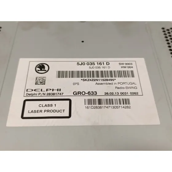 Sistema Audio / Radio Cd para Skoda Fabia (5J2 )
