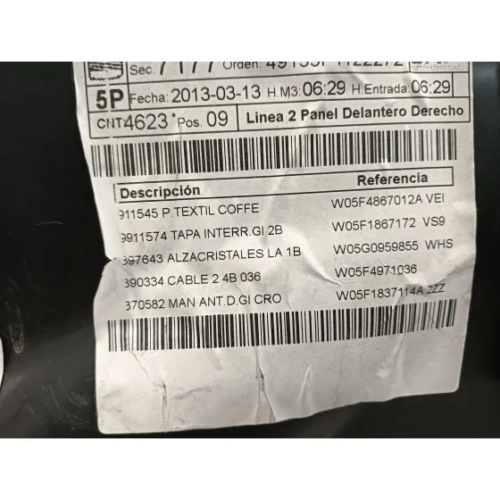 Guarnecido Puerta Delantera Derecha para Seat Leon (5F1)