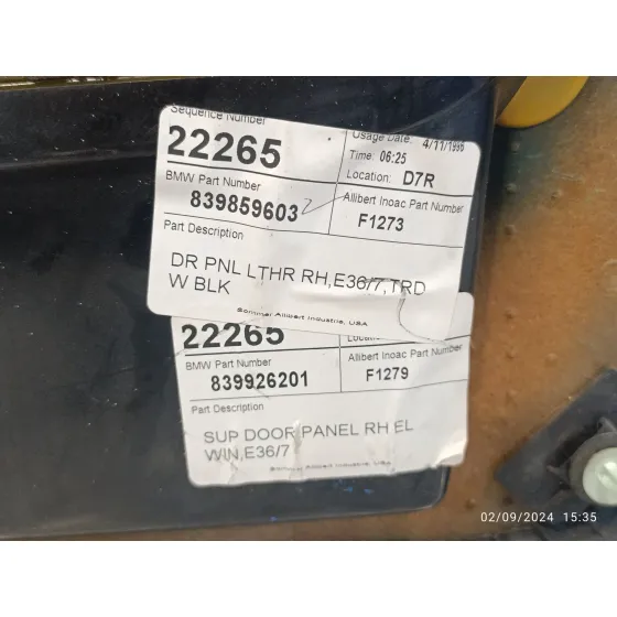 Guarnecido Puerta Delantera Derecha para Bmw Z3 Roadster (E36)