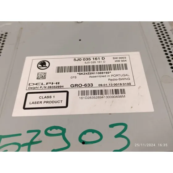 Sistema Audio / Radio Cd para Skoda Fabia (5J2 )