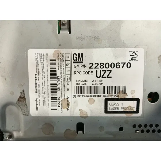 Sistema Audio / Radio Cd para Opel Astra J (P10)